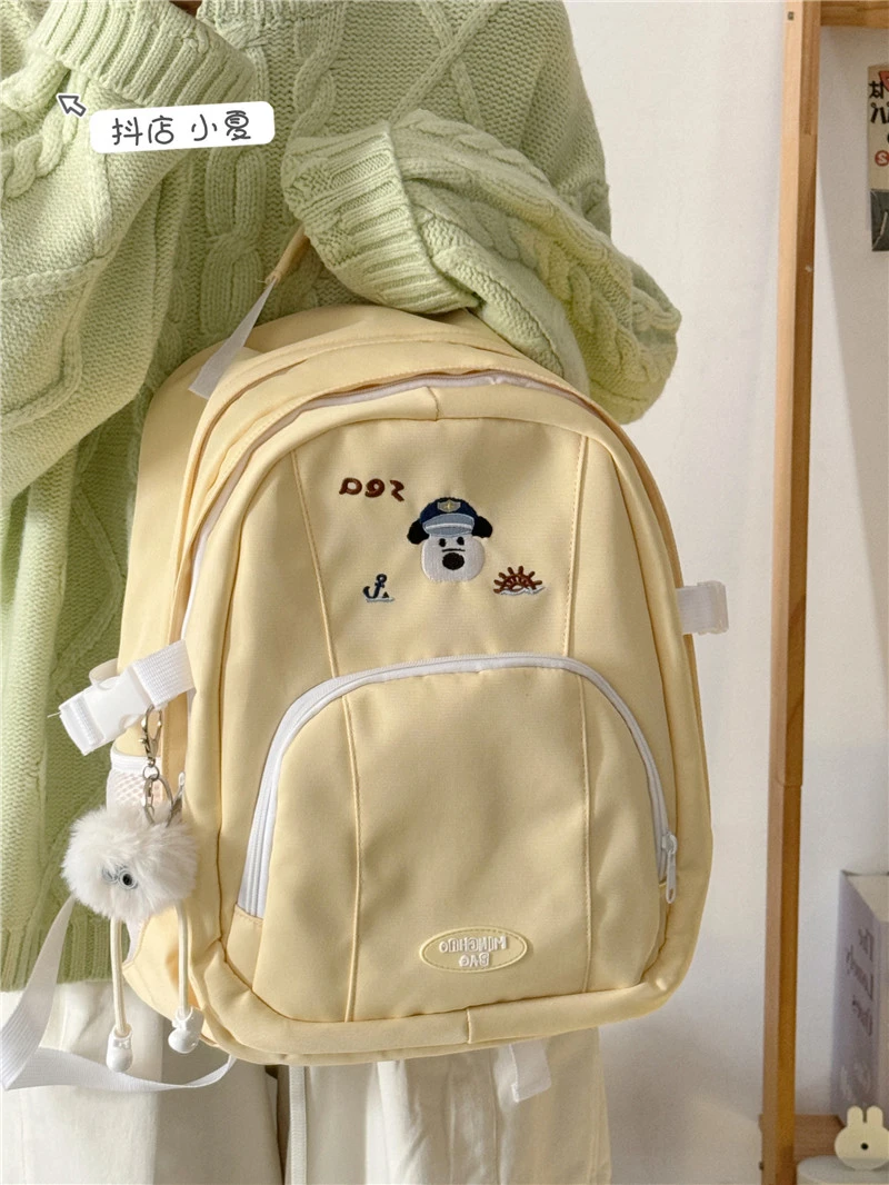 韩版ins森系可爱刺绣书包 日系百搭高颜值初中高中双肩包旅行背包