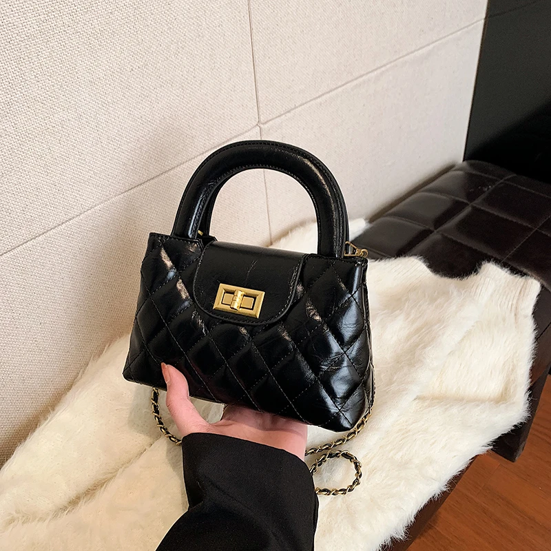 菱格绣线小众包包2024新款女包秋冬流行链条斜挎包百搭手提小方包
