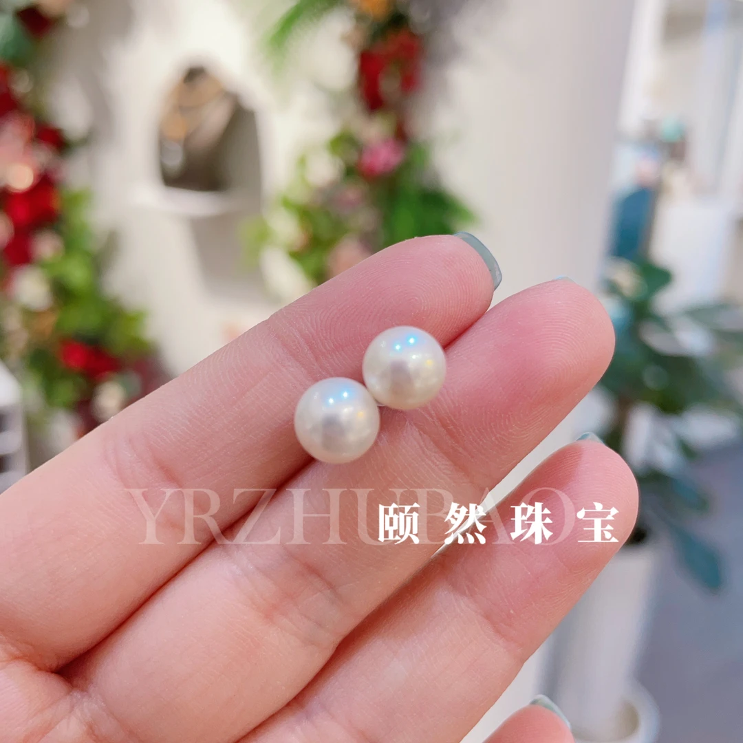 大光芒·珍珠耳钉素钉珍珠8mm左右经典百搭