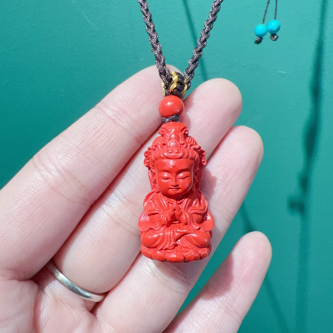天然辰砂观音宝宝朱砂设计款毛衣链