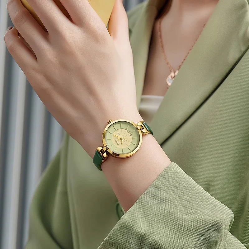 聚利时手表小巧精致小绿表学生防水新款ins轻奢小众设计高级感864