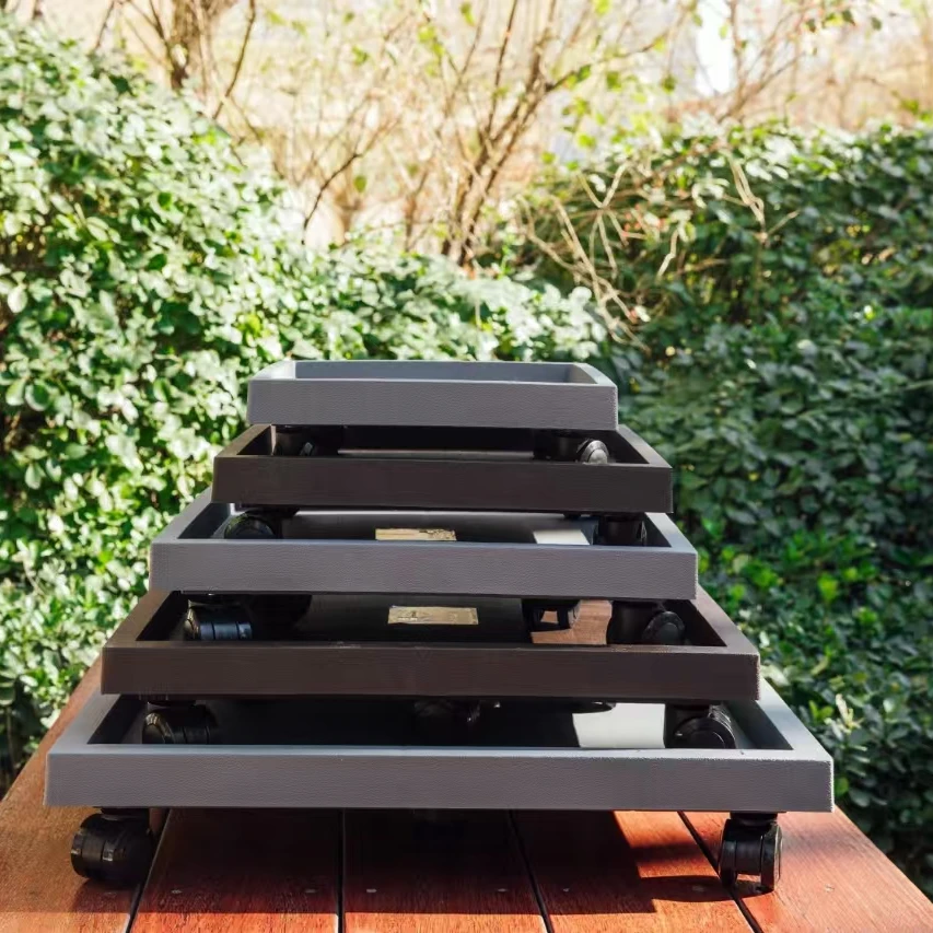 花博士钢化正方轮托底座托盘带轮方形花盆移动滚轮加厚花托接水盘