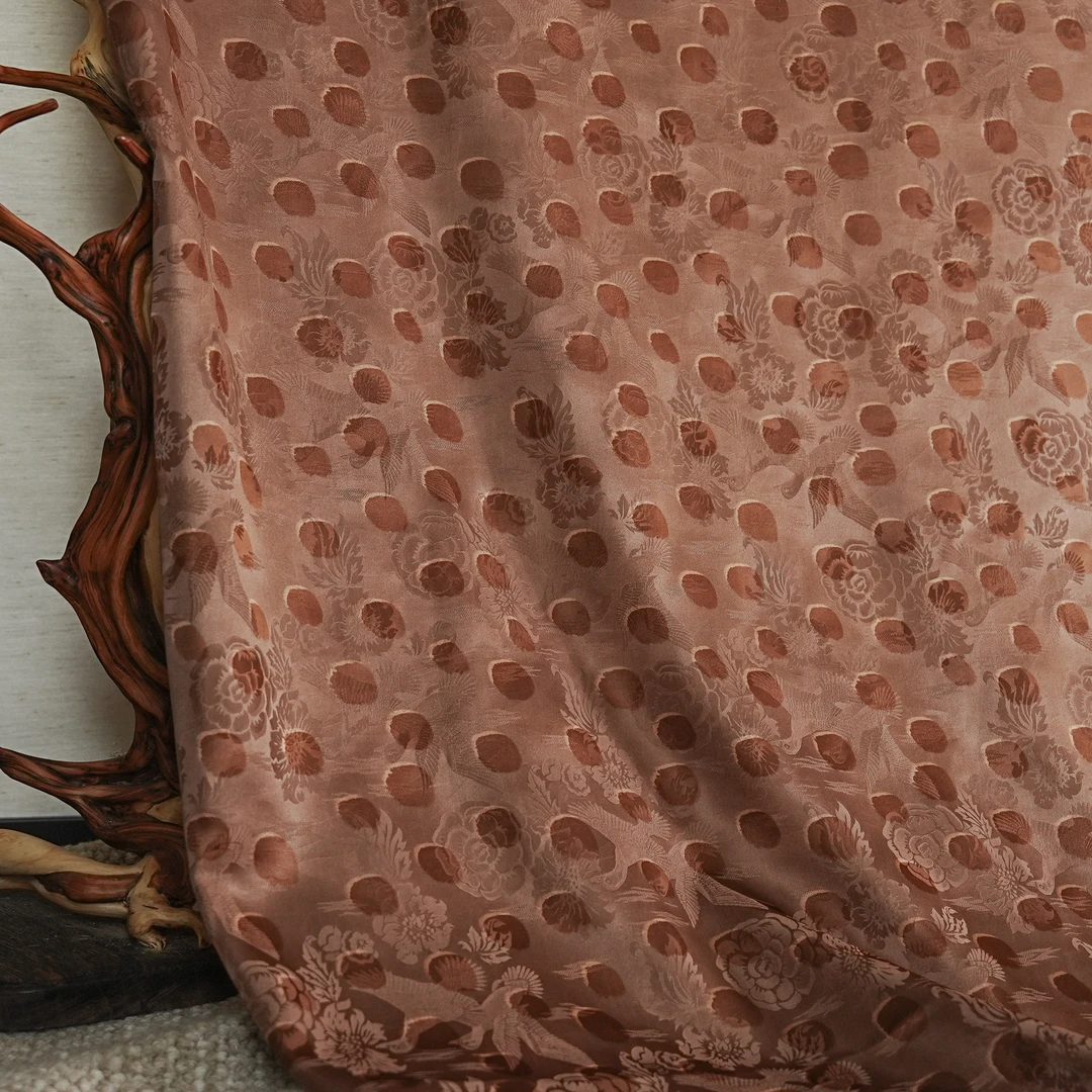 【比翼鸟波点新色】草本丝绸140幅宽100桑蚕丝丝绸过薯莨CB-BY0049