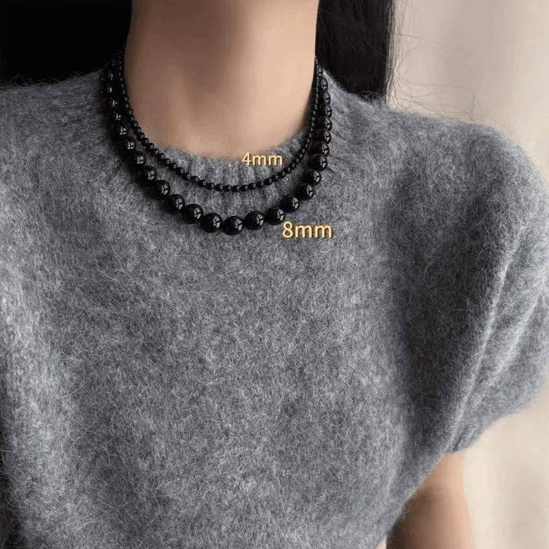 7a级玛瑙黑珍珠玛瑙时髦小众串珠个性百搭锁骨链高级感黑chocker