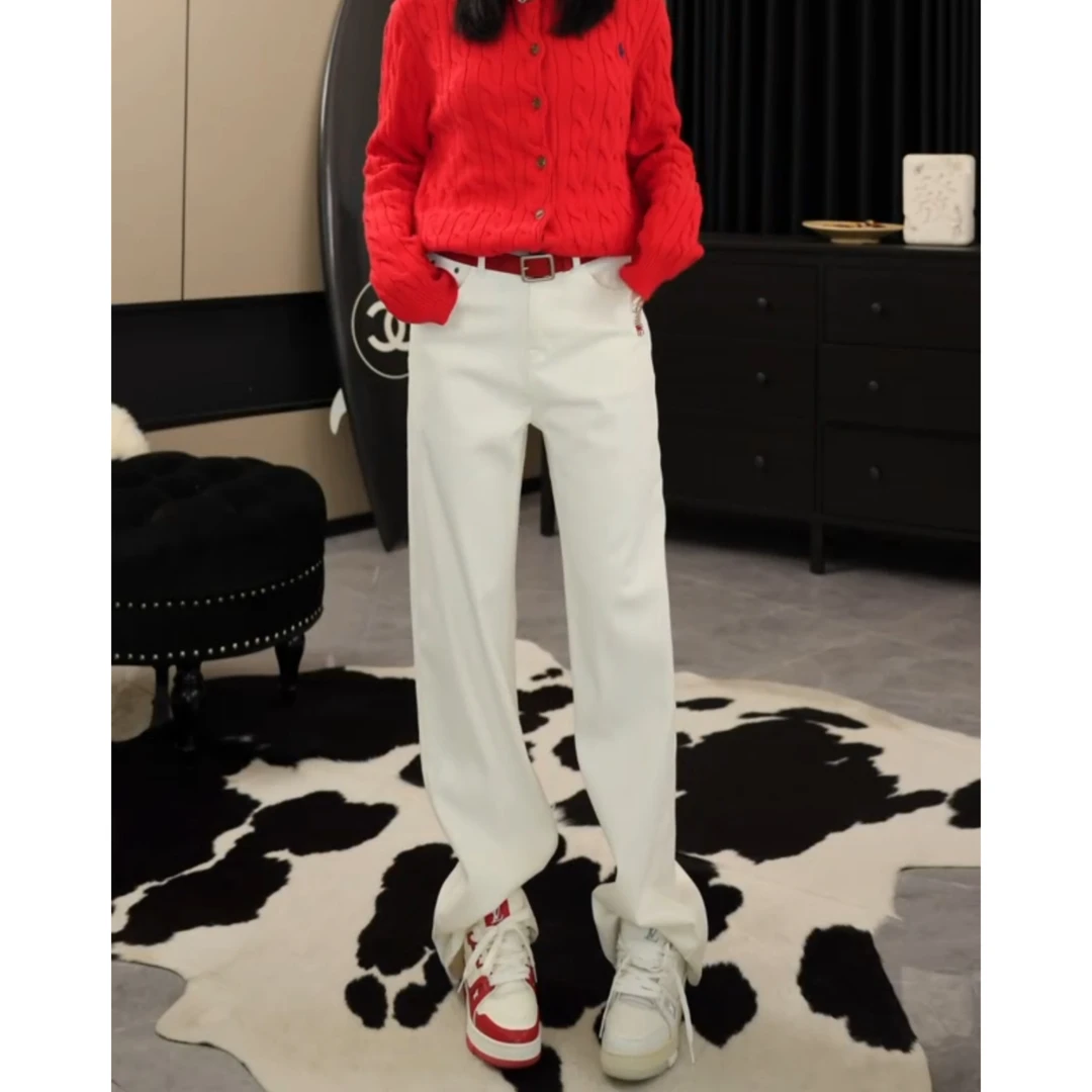 【劉發發】W283【战马白牛】新款时尚韩版加绒软牛仔百搭牛仔裤