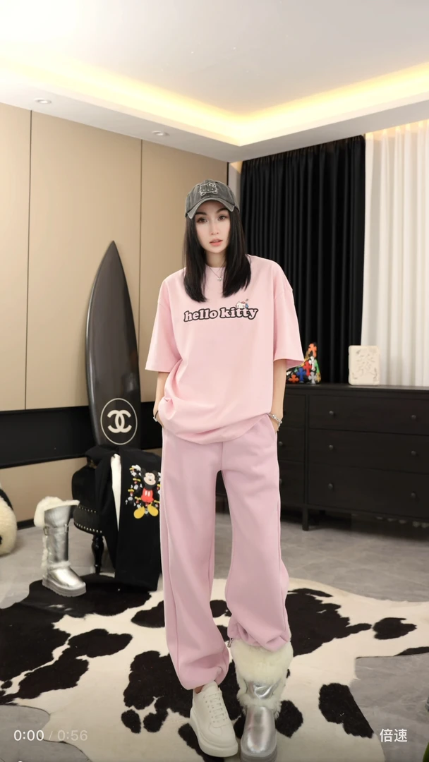 【劉發發】W356【桃粉冰露】新款韩版休闲百搭显瘦高级加绒休闲裤