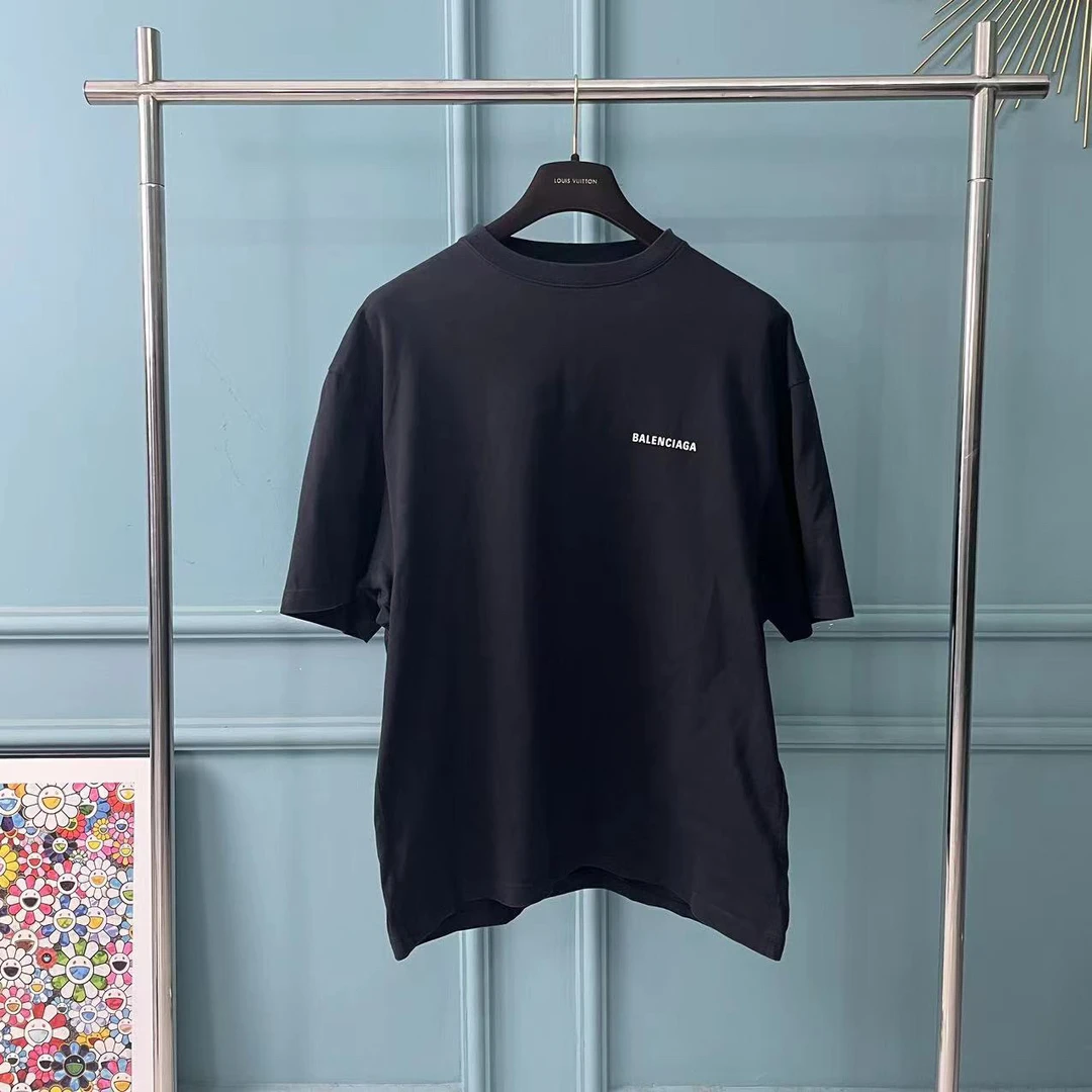 Balenciaga 巴黎世家黑色logo短袖背后印花t恤尺码xs成色试穿成色