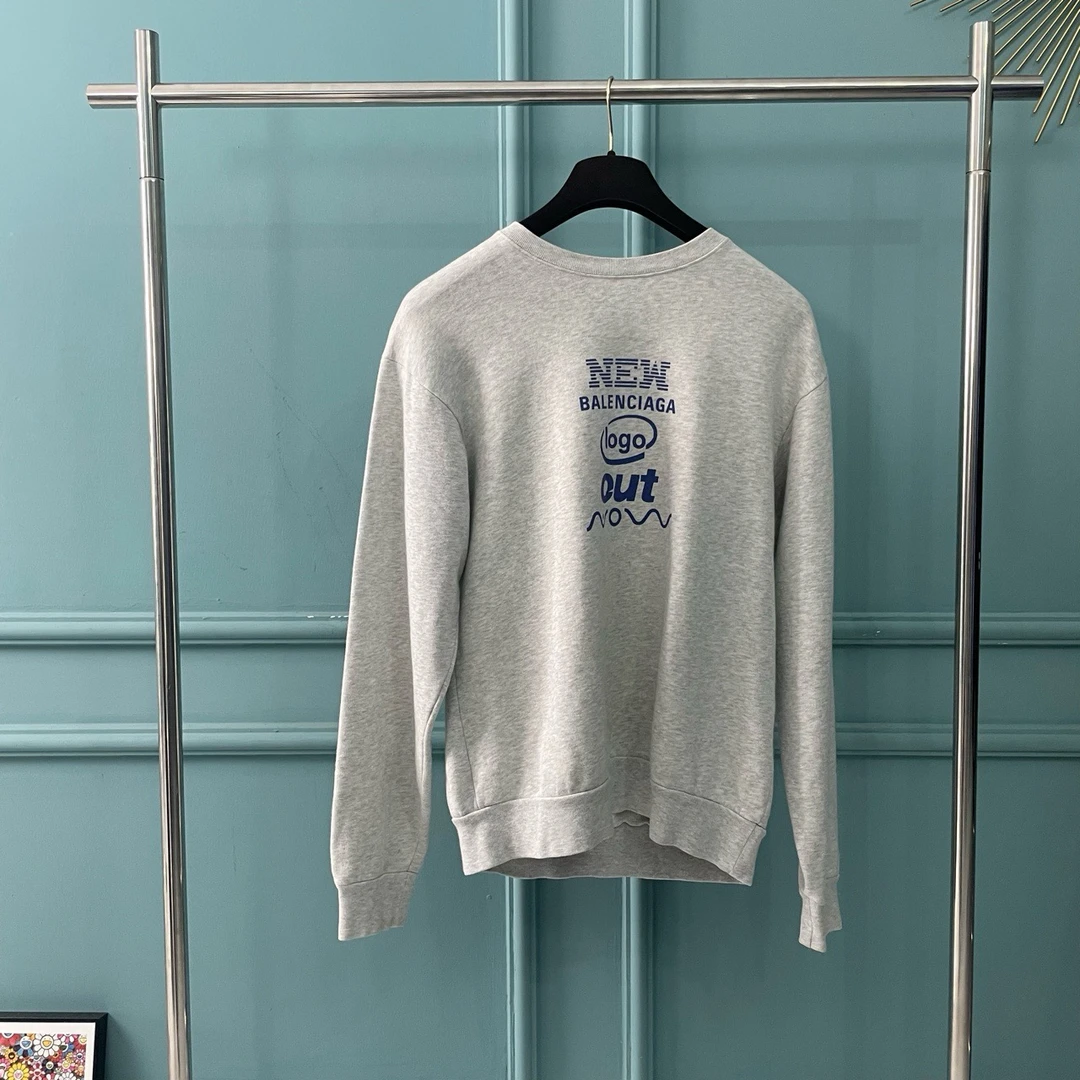 balenciaga 巴黎世家灰色前后双logo 灰色卫衣  尺码L 成色试穿