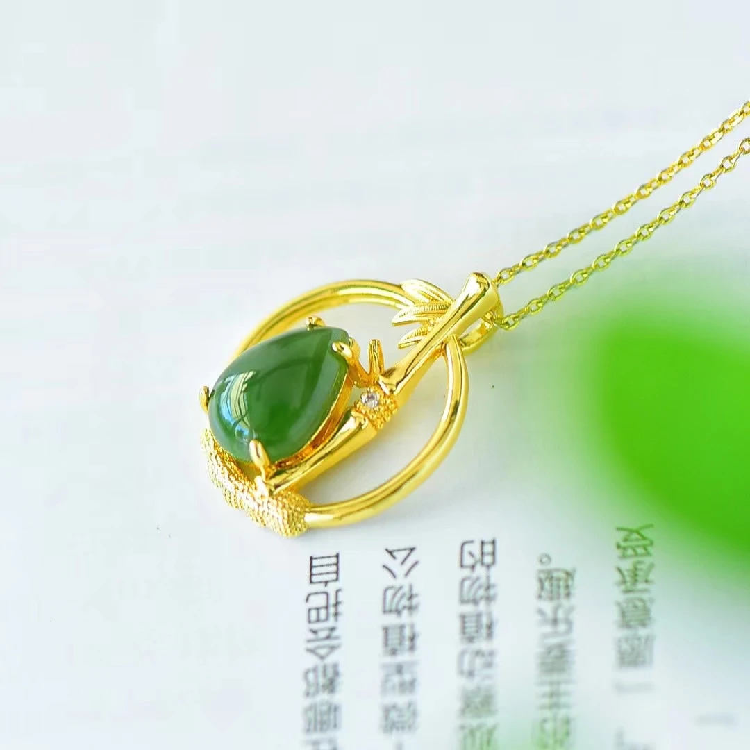 【天意珠宝阁】天然冰绿玉髓富贵招财吊坠水滴时尚吊坠