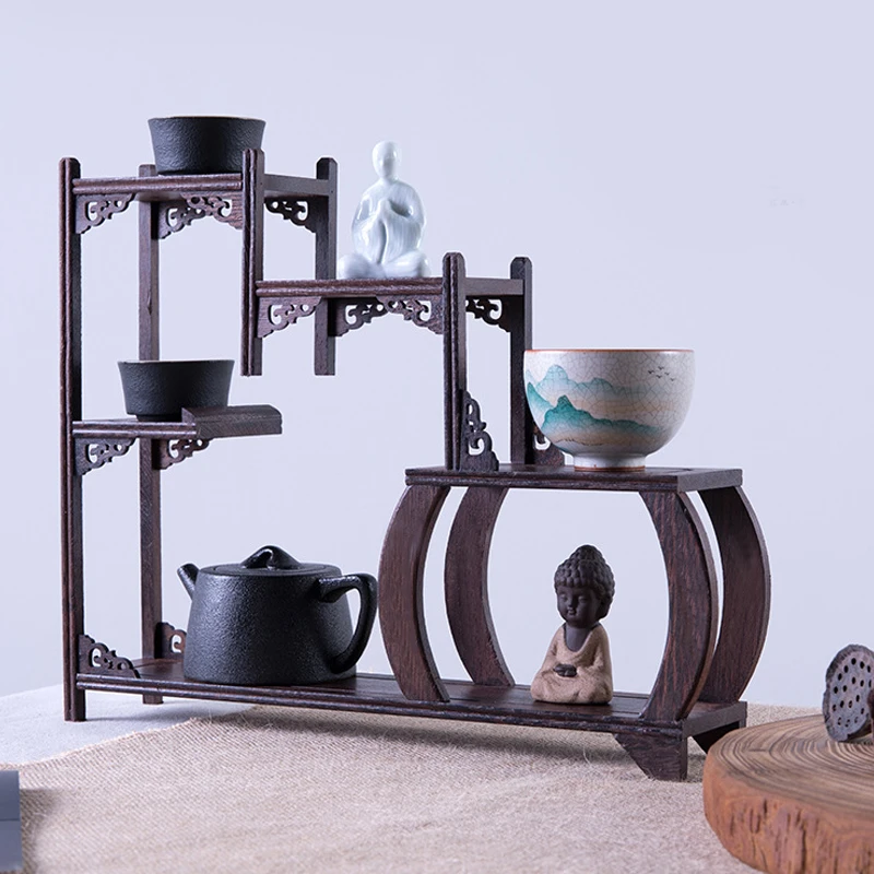 边鼓博古架 桌面书房多宝阁摆件