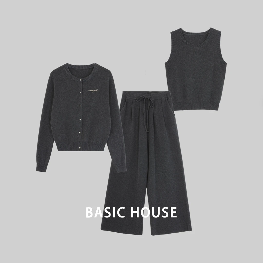 Basic House/百家好休闲百搭秋季新款气质针织套装AF52-1