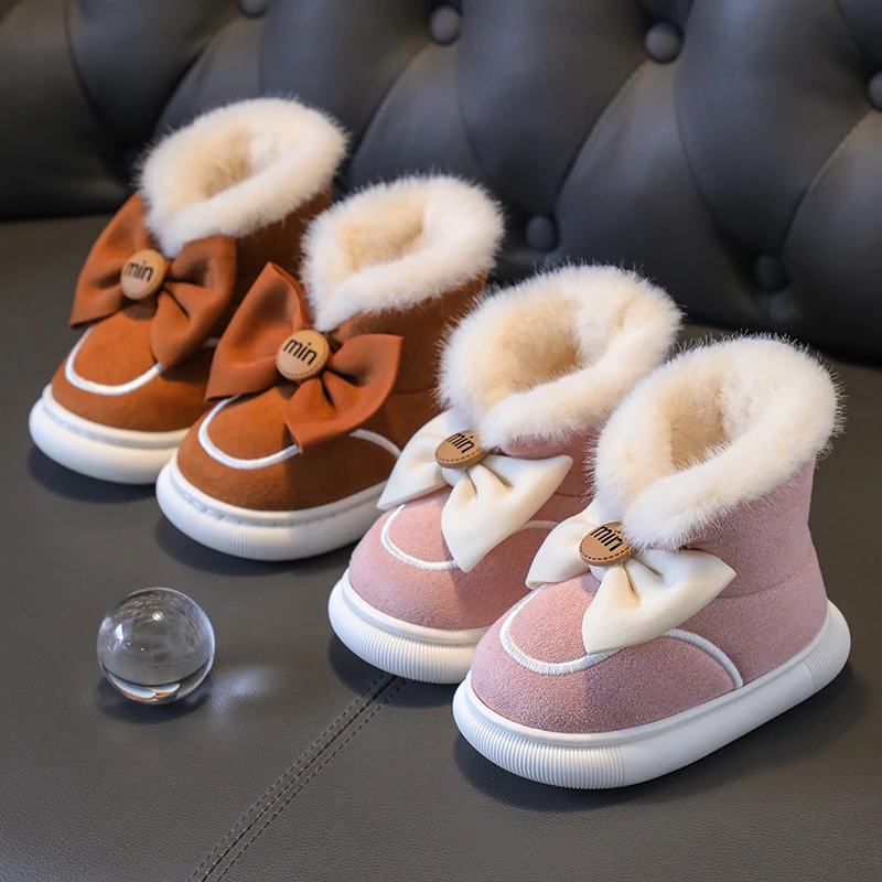 儿童雪地靴2023冬季宝宝棉靴女童百搭保暖冬鞋男童棉鞋小童短靴潮