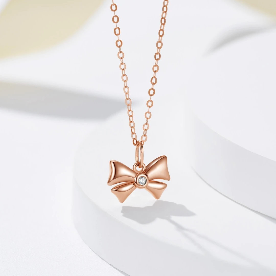 I Do蝴蝶结系列18K金钻石项链小众简约项链气质X00026镶嵌灵动