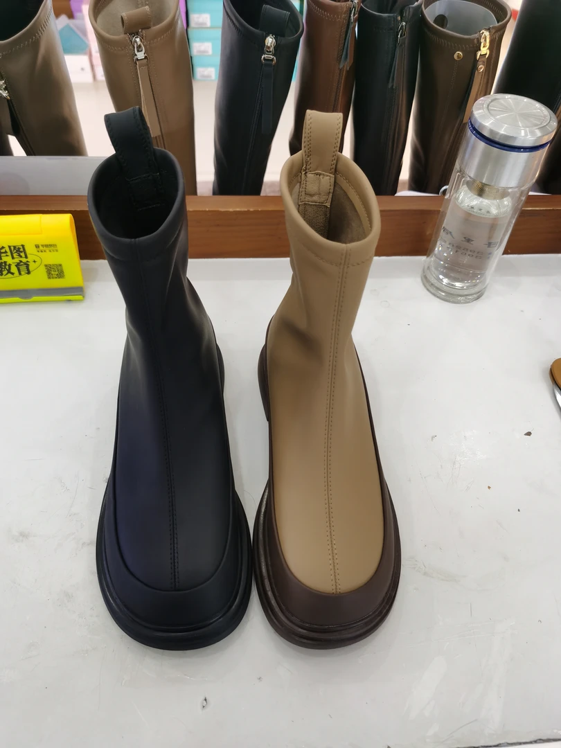 烟筒靴百搭款纯胶底