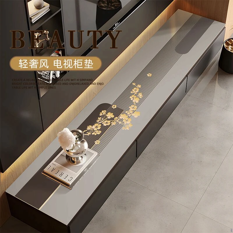 轻奢高级感皮革电视柜玄关餐边柜台面保护垫可擦免洗防水防油桌布