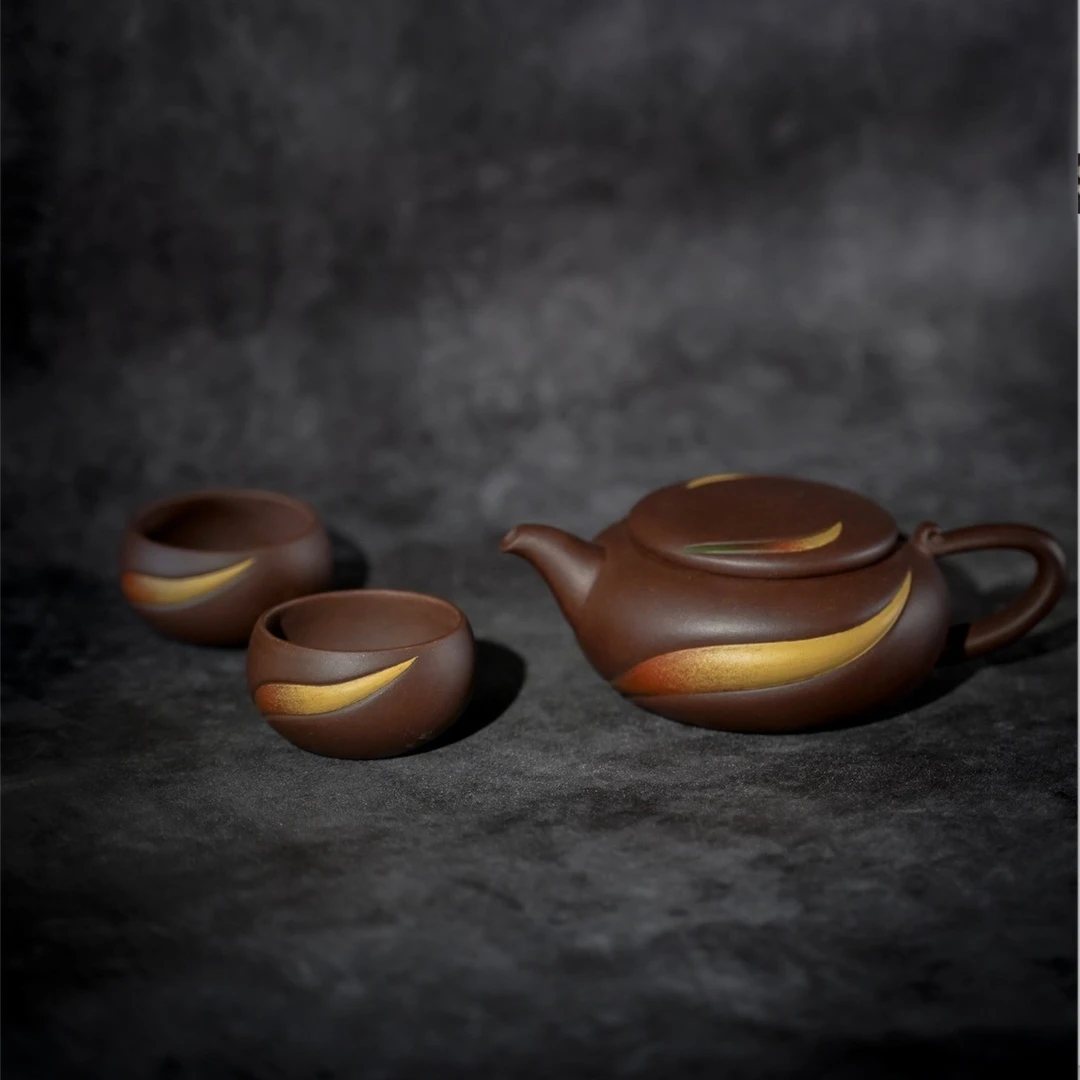 葛军陶坊 原创设计——《青云直上》套组全手工紫砂壶