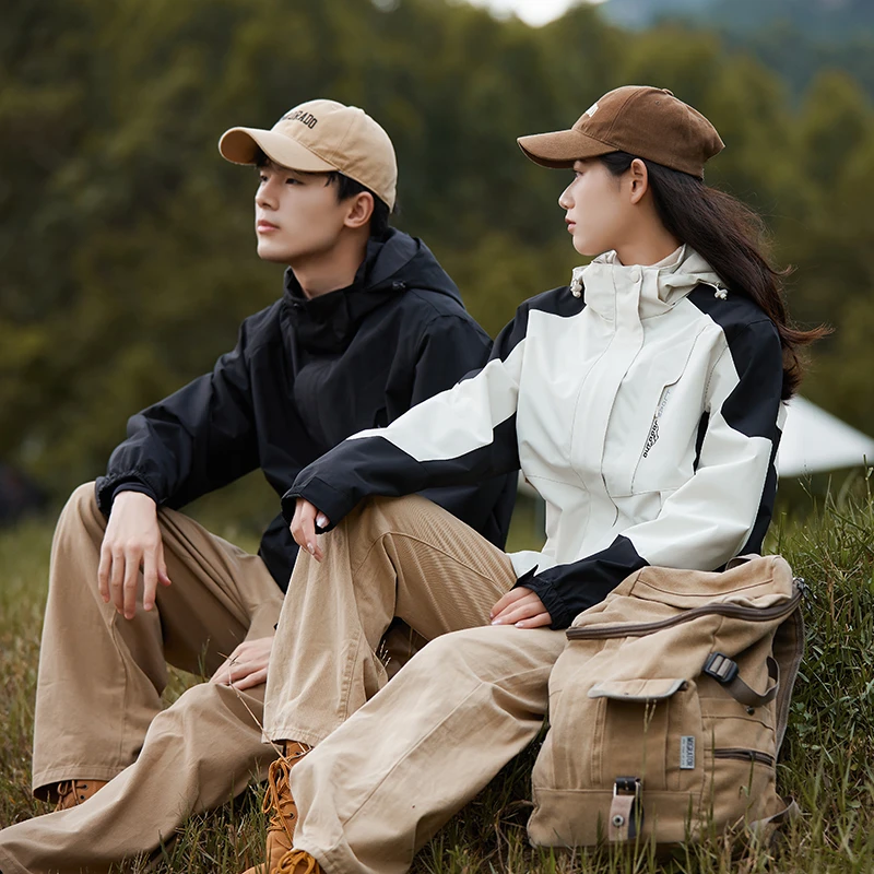 女款-冲锋衣三合一秋冬款滑雪服防风防水户外加绒登山可脱卸外套
