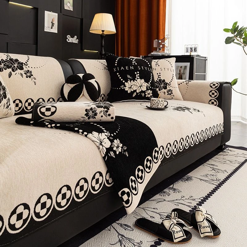 雪尼尔高档沙发垫轻奢高级感防滑坐垫四季通用防猫抓耐脏沙发坐垫