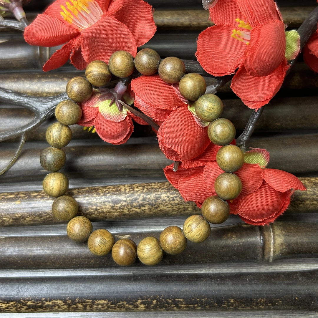 单圈手串8mm 天然绿檀 手链 百搭 念珠