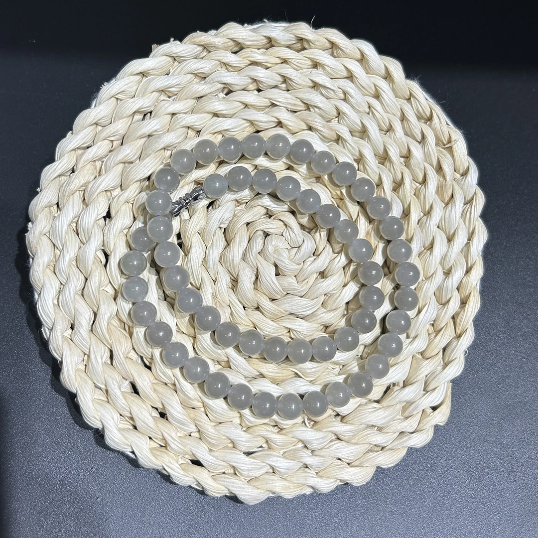 和田玉烟紫妈妈链毛衣链8mm  珠宝玉石  玉质温润细腻 女款气质