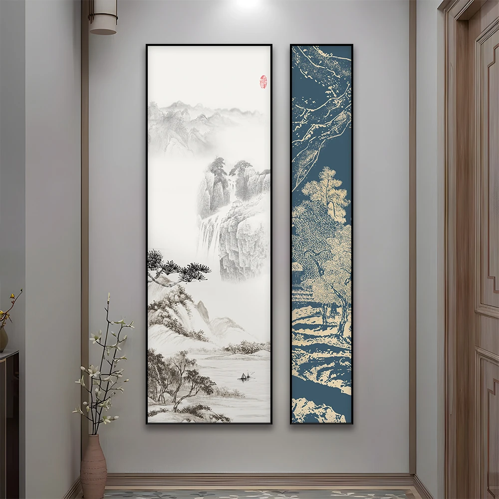 远山遐想新中式客厅沙发背景装饰画书房茶室壁画山水画办公室挂画