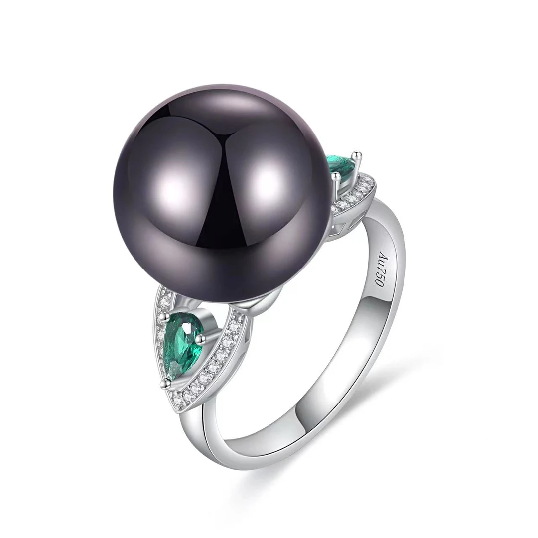 925银仿珍珠戒指 【星辰】系列黑珠戒指