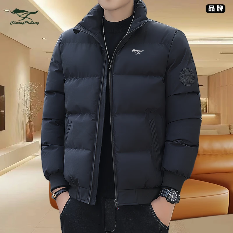 品牌男士棉衣秋冬季新款加厚纯色面包服立领加厚棉服棉袄男外套