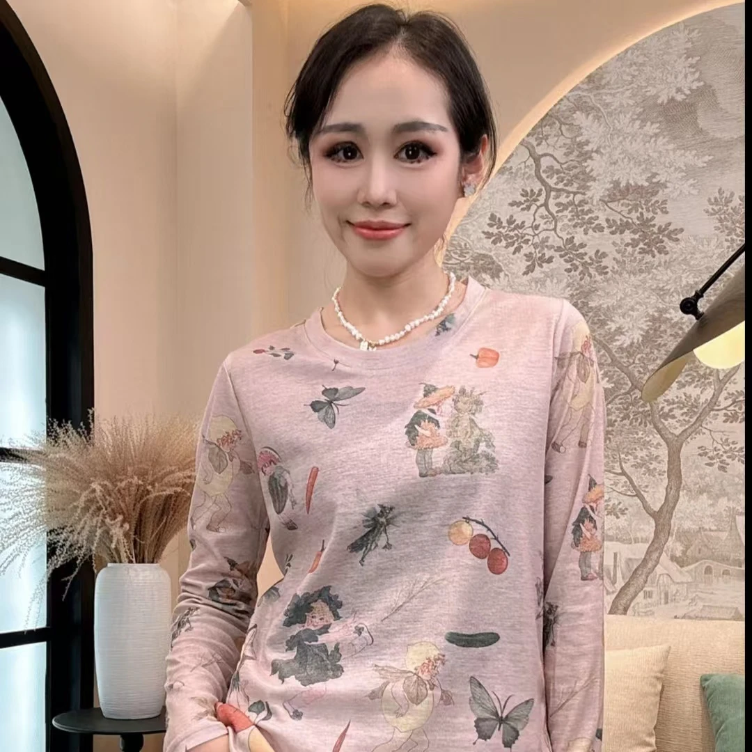 【一潮家】“童话”四季款新中式时尚丝绵打底小衫0804