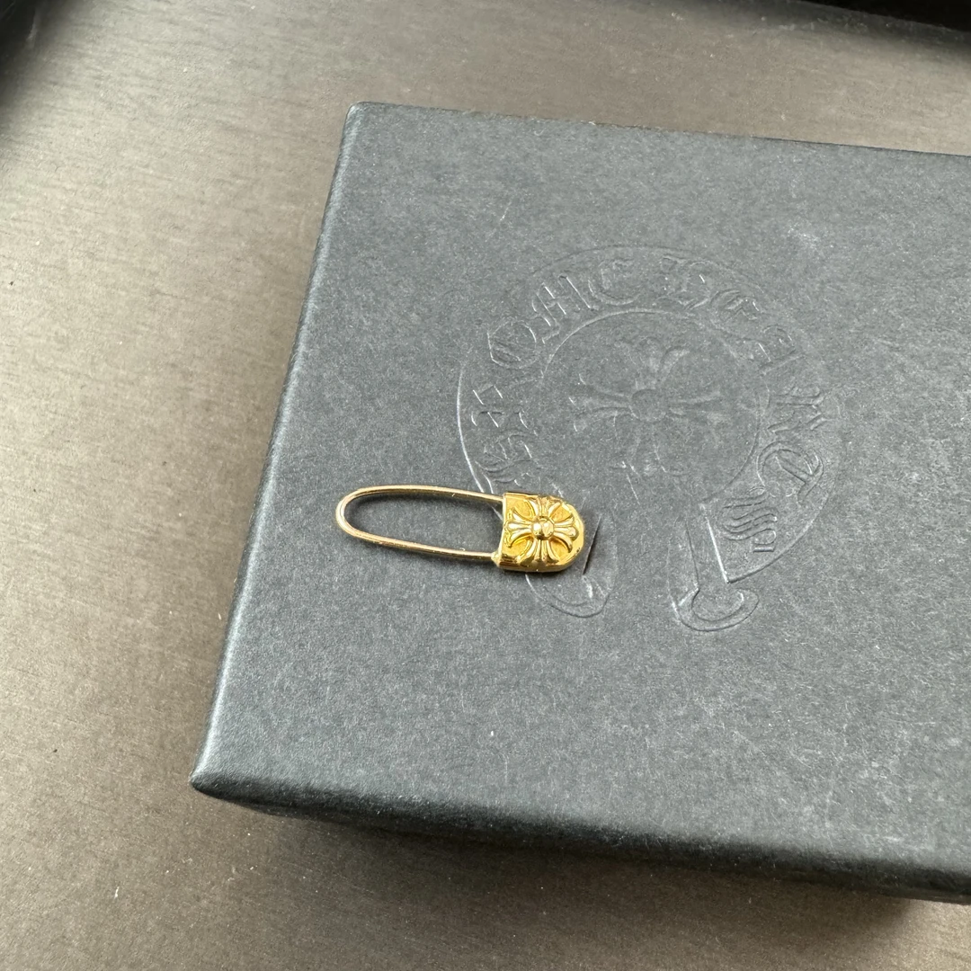 全新未使用ChromeHearts克罗心 22k金饰 别针十字架耳钉 吊坠