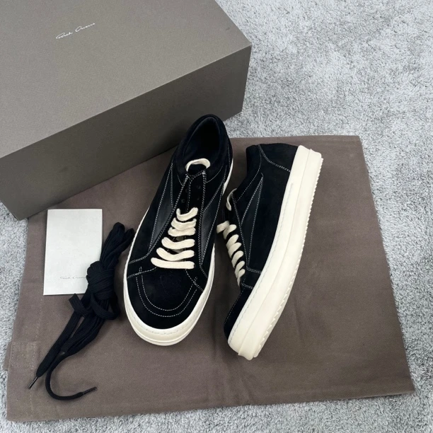 全新未使用 RICKOWENS 24ss ro主线 男款 黑色联名款低帮板鞋