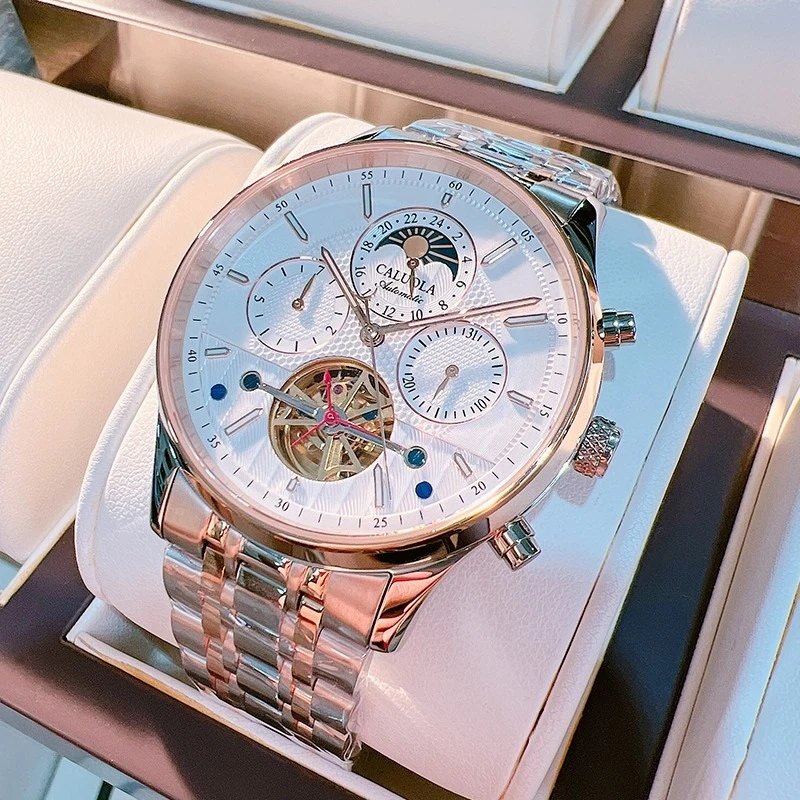 名表卡罗莱手表日月星辰商务全自动多功能机械表夜光男士高端腕表