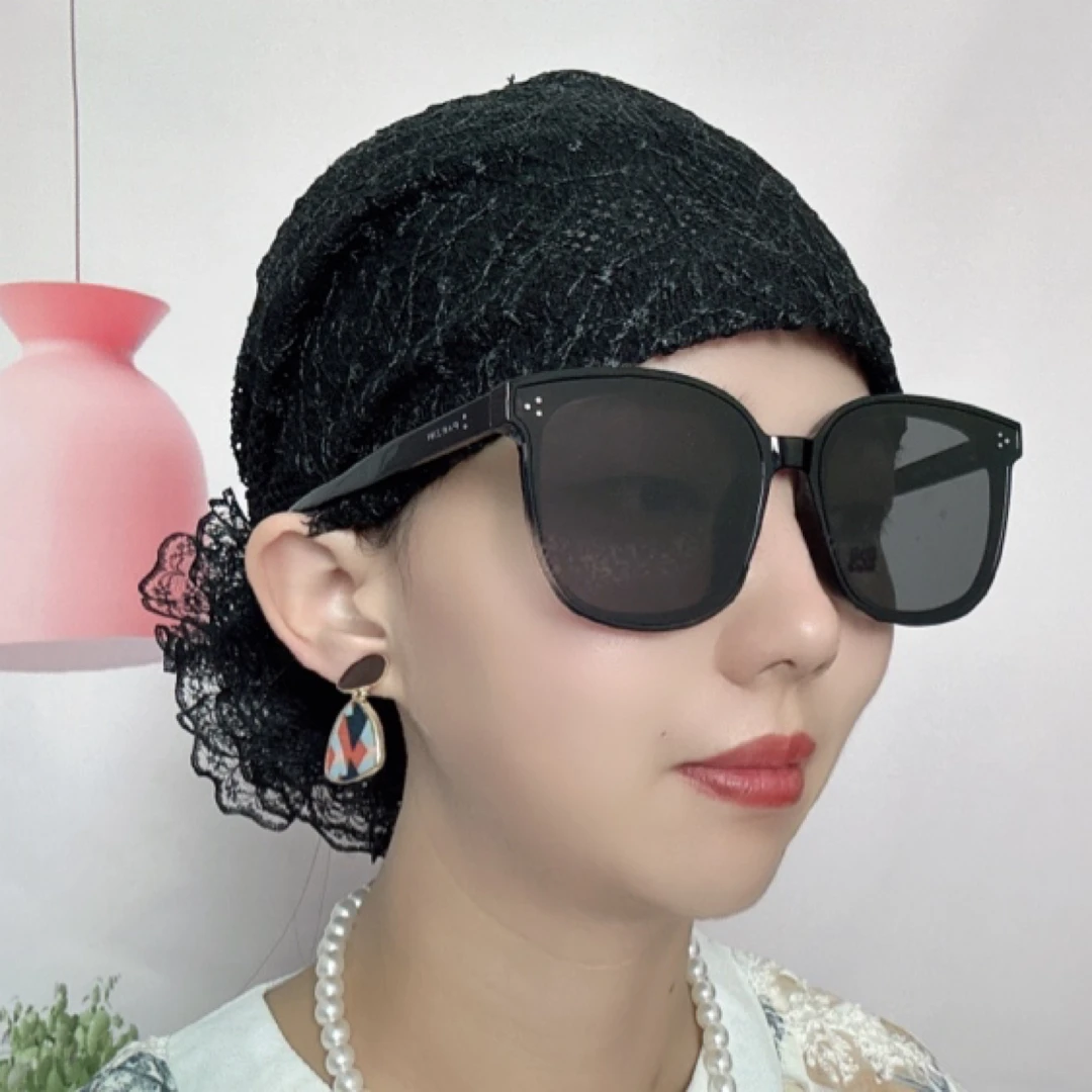 春夏新款夏季蕾丝遮白发时尚百搭透气包头帽网纱盘花帽优雅头巾帽