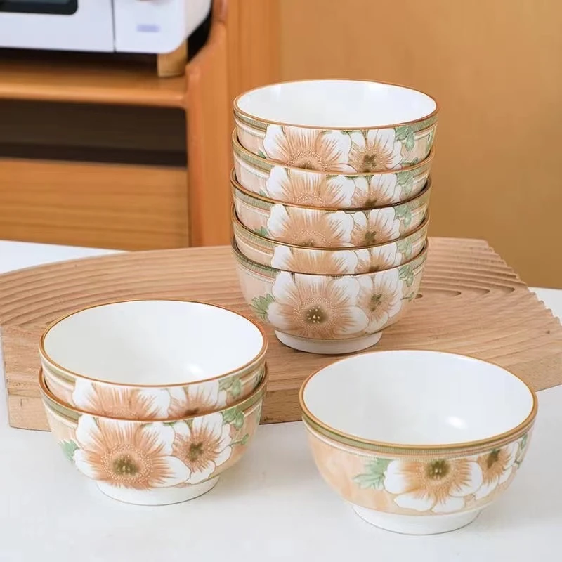 山茶花米饭碗8个，有问题联系客服，口袋巾厂家提供