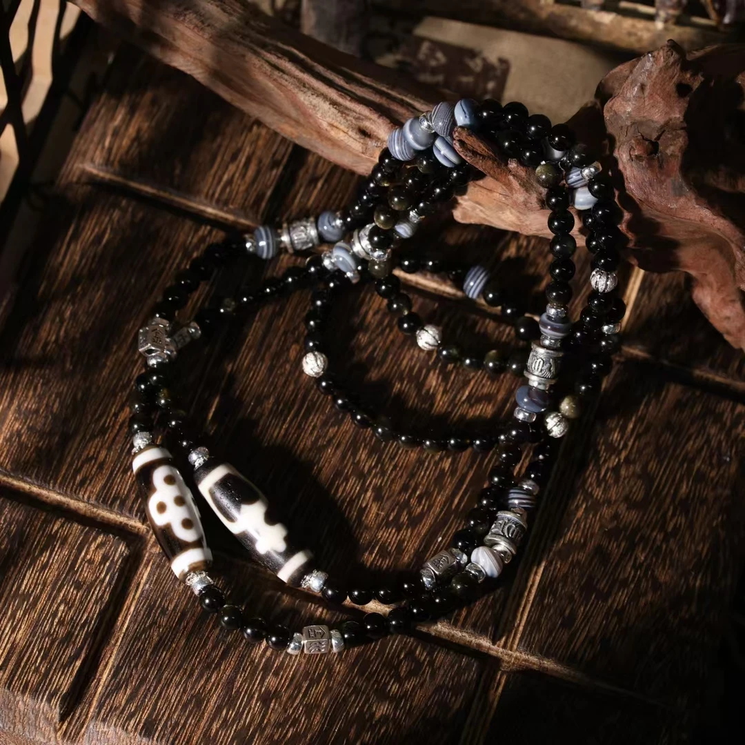 壹加火火|上肯黑白宝瓶五闪玛瑙锁骨链多样性发其一