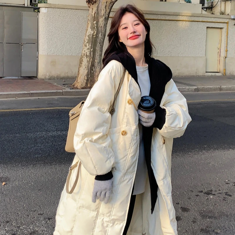 2024年新款棉服女冬中长款韩版假两件加厚外套宽松休闲棉衣棉袄潮