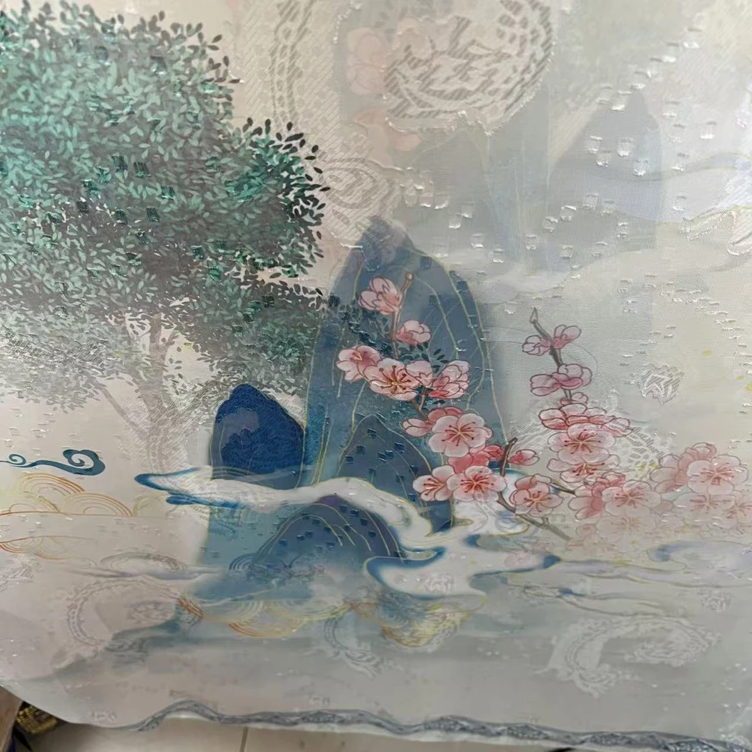 【桃花源】香云剪花180*70白色时尚夏季古风丝巾披肩