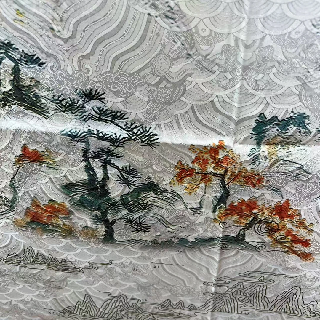 【古寺】香云140*140气质白色时尚百搭女士双面提花丝巾披肩