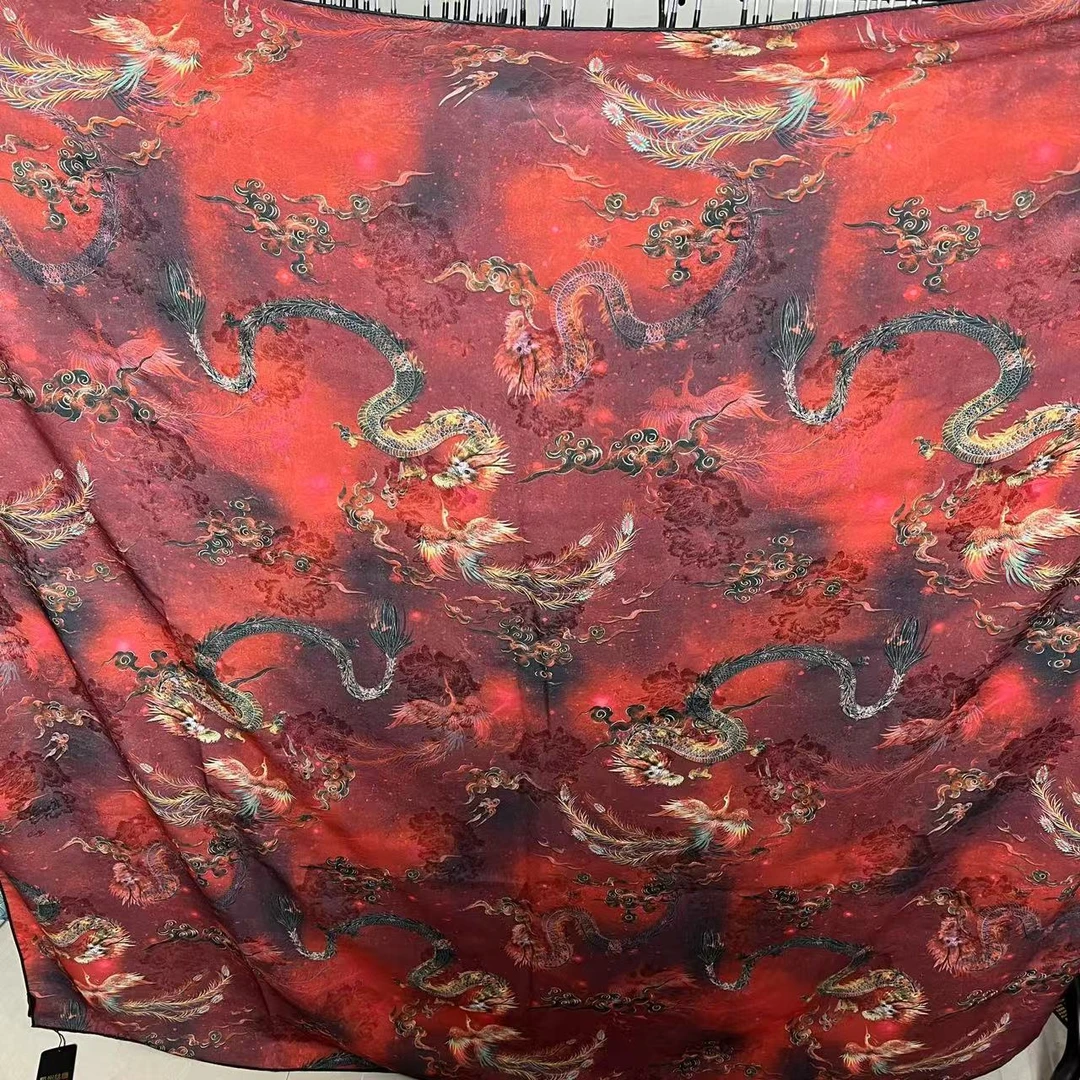 【红色龙图腾】香云140*140气质网红时尚百搭女士春秋提花丝巾披肩