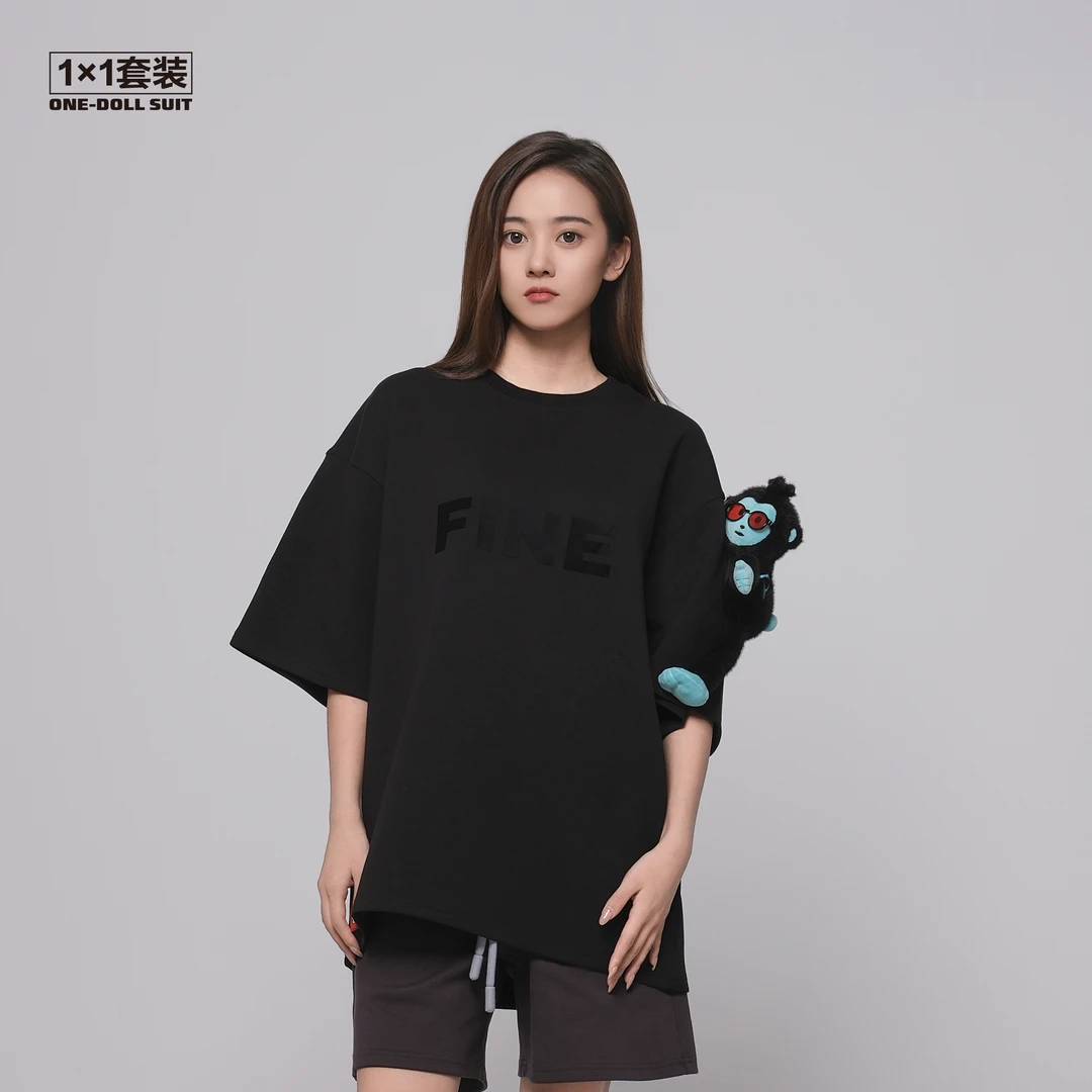 PEEEET魔趣公仔T恤1×1套装  黑 男女同款 OVERSIZE品牌款 BR系列