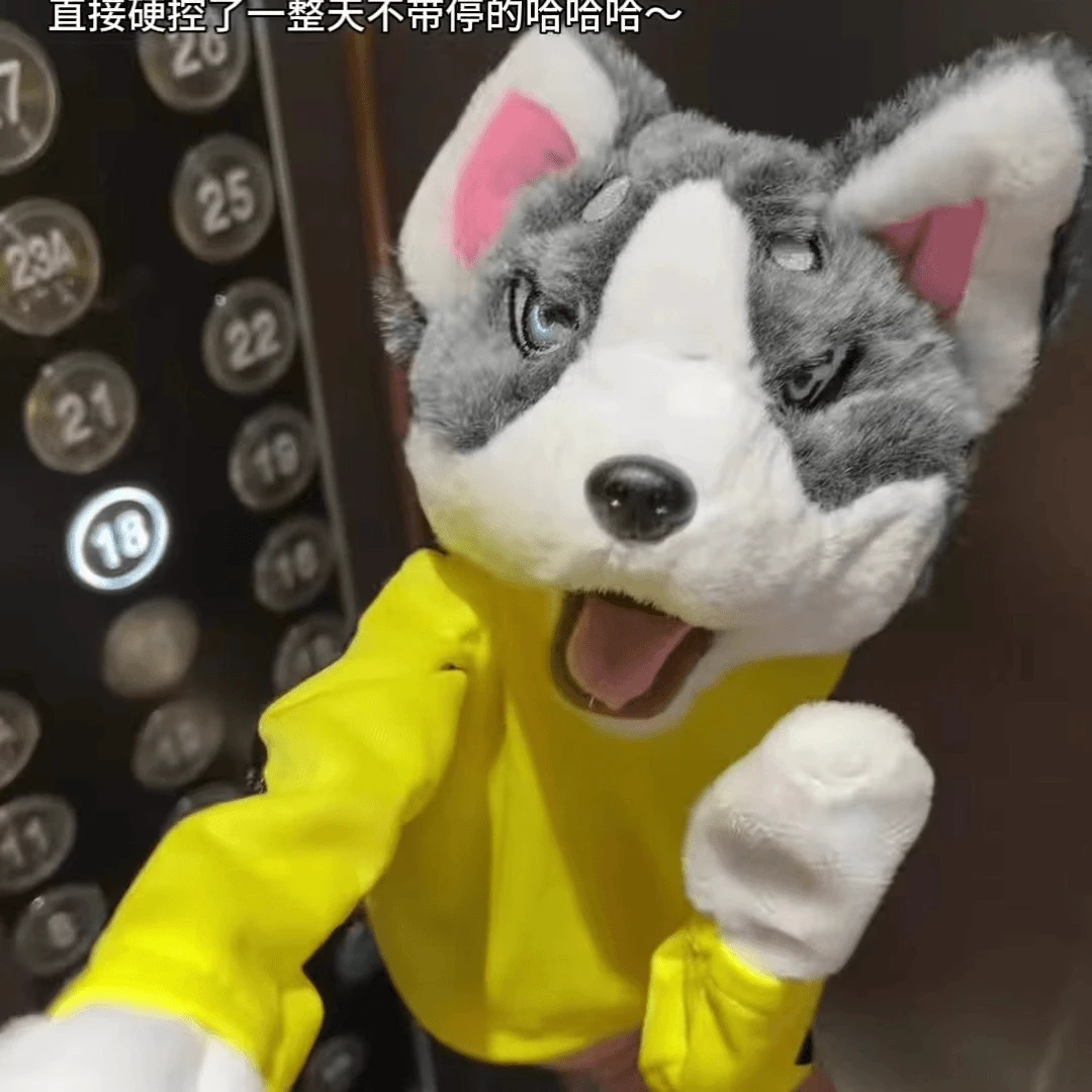 爆款拳击哈士奇发声会叫的手偶玩偶互动布偶手套玩具对战狗二哈