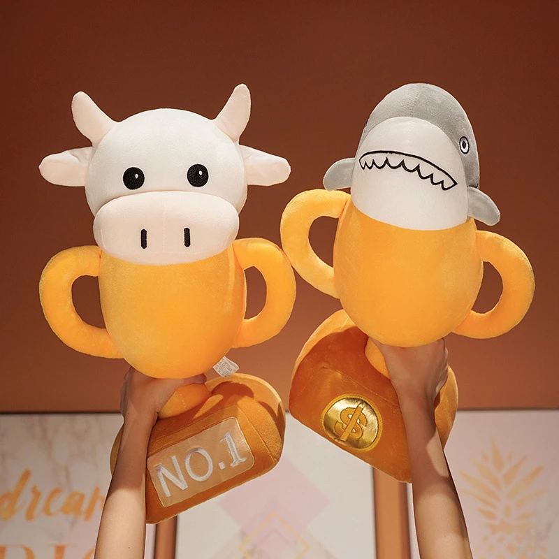 牛杯玩偶鲨杯玩偶沙雕娃娃搞笑毛绒玩具抱枕恶搞创意生日礼物男生