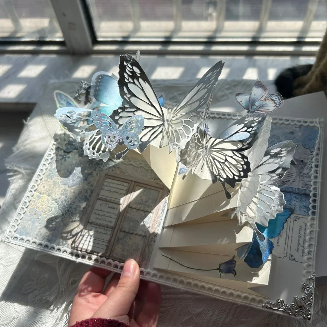 网红同款蝴蝶立体书全套手工材料包送闺蜜女友立体蝴蝶贺卡礼物