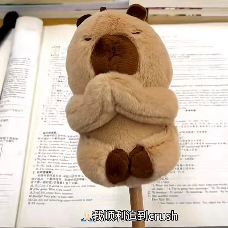 新款卡皮巴拉木鱼按摩捶情绪稳定水豚敲打佛系解压毛绒锤子玩偶