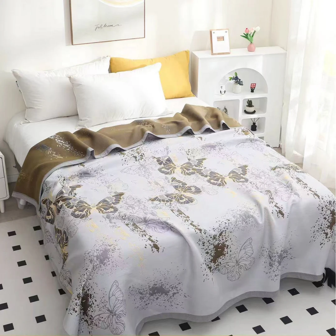 【蝴蝶银色X】2.4*2.6高端轻奢桑蚕丝澳棉加厚床盖