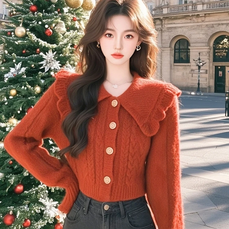 2024冬季加厚保暖高级感百搭显瘦超好看新年战袍慵懒打底红色毛衣