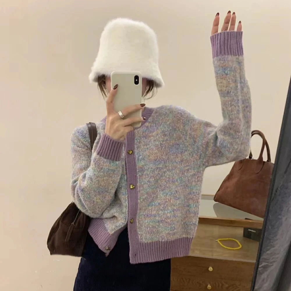 韩系气质软糯针织开衫毛衣外套女小个子宽松慵懒风入秋高级感穿搭