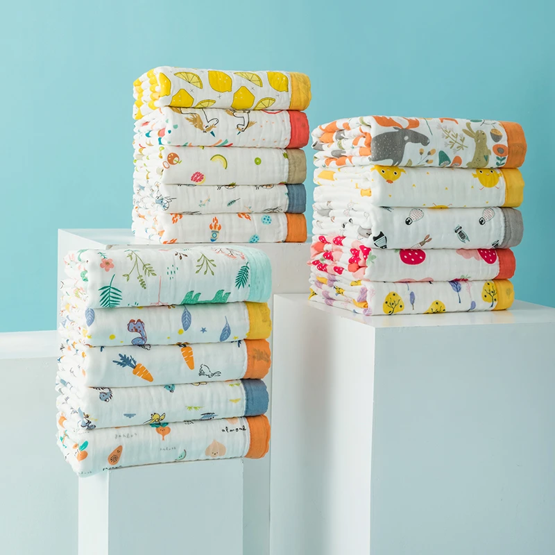 婴儿浴巾盖毯六层纱布115*150cm加大尺寸夏季空调房毛巾被小毯子