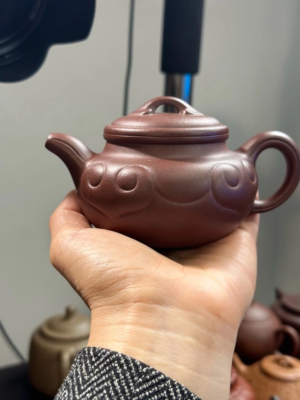 宜兴紫砂壶仿古如意壶半手工制作泥料二号井紫泥容量200cc