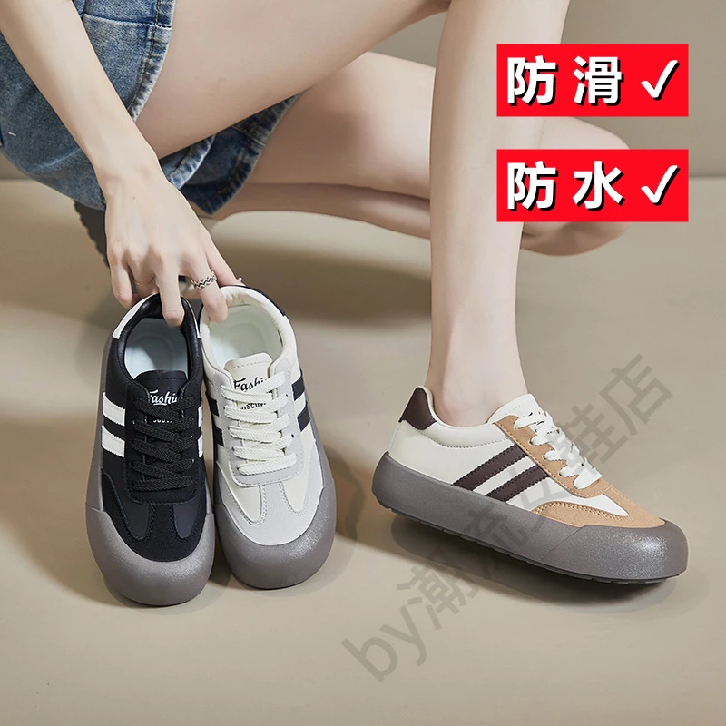 厨房专用防滑鞋女运动鞋软底久站不累脚工作鞋皮面防水上班鞋春秋