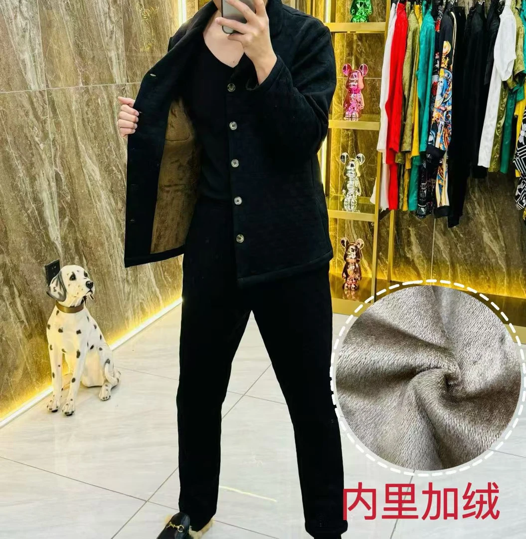 【1770】空气棉加绒立体印花秋冬家居服睡衣套装男士休闲保暖